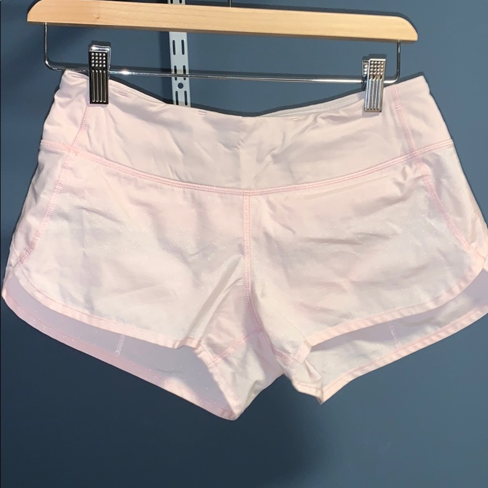Lululemon Light Pink Sparkle Speed Shorts